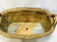 Resin Planter Basket Design Painted Gold Chip on Corner 17" x 12"