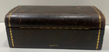 Vintage Trademark Wooden Leather Bound Box Gold Trim Playing Double Deck Card Storage 8"