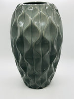 Large Gray Ceramic Vase Wavy 12"