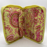 Lemon Hill Quilted Wallet Yellow with Pink Paisley HOWS WEAR 5"