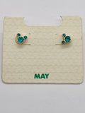 DISNEY MAY Birthstone Earrings with Emerald Green Stone