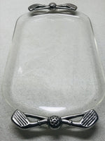 Vintage 1990's Grainware Platter Clear Lucite with Silver Golf Accent Handles 23"