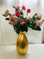 Large Gold Painted Vase WITH Rose Bush Branches 30"