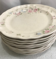 VINTAGE Pfaltzgraff Stoneware Plate Set 14 PC TEA ROSE Pink Flowers