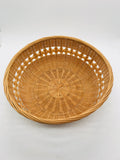 5 PC Basket Set Round Wicker Bread Baskets Vintage (3) 12" / (2) 9"