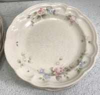 VINTAGE Pfaltzgraff Stoneware Plate Set 14 PC TEA ROSE Pink Flowers