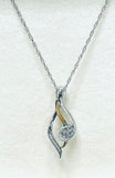 NEW! Two Tone 10K + 925 Silver Necklace Crystal Accents NIB