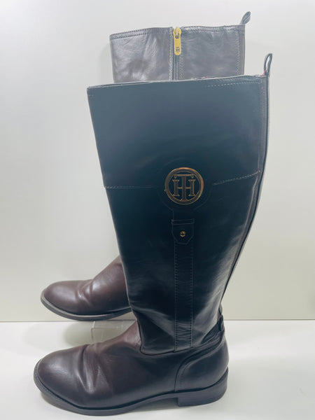 Tommy Hilfiger Knee High Riding Boots Brown Ladies 9 SHOWS WEAR