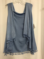 Anna Lane Blue Knit Vest With Tassels Ladies OS