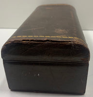 Vintage Trademark Wooden Leather Bound Box Gold Trim Playing Double Deck Card Storage 8"