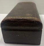 Vintage Trademark Wooden Leather Bound Box Gold Trim Playing Double Deck Card Storage 8"