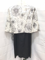 Vintage Jessica Howard Dress NWT 2 PC Black Dress with Black White Flower Jacket Ladies 6