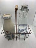 VINTAGE Metal Basket w/ 2 Vintage Jars