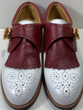 NEW! Aerogreen Golf Shoe Made in Italy Vintage Style White with Burgundy Accent Ladies 38/7.5