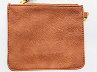 NWOT Steve Madden Tan Leather Zipper Pouch 5" x 6"