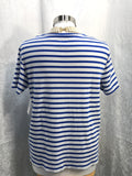 Kim Rogers Shirt Blue White Stripe Sequin Watermelon Ladies M