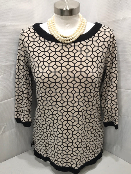 Kim Rogers Black and Creme Printed Shirt Ladies S