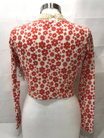 Forever 21 Cropped Long Sleeve Shirt Orange Flowers Juniors S