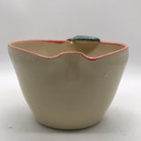 1993 Kovack Pottery Apple Bowl Cream with Red Rim 5"