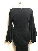 NWT! VFShow Dress Black Form Fitting 3/4 Ruffle Bell Sleeve Ladies M