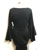 NWT! VFShow Dress Black Form Fitting 3/4 Ruffle Bell Sleeve Ladies M