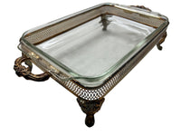 Vintage Leonard Silver MFG Silver Plated Server with Glass Casserole Dish Beautiful Petina on this!