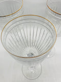 3 pc Crystal Wine Glass Set with gold Trim