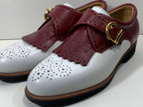 NEW! Aerogreen Golf Shoe Made in Italy Vintage Style White with Burgundy Accent Ladies 38/7.5