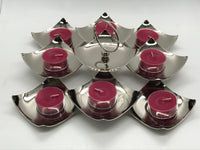 NEW! Party Lite Bright Lights Tealight Caddy Silver with 8 Cranberry Candles