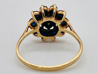 VINTAGE Blue Saphire & Diamond Cluster Flower 10K Yellow Gold Ring Size 7 (1.885g)