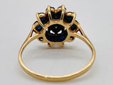 VINTAGE Blue Saphire & Diamond Cluster Flower 10K Yellow Gold Ring Size 7 (1.885g)