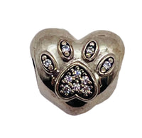 Sterling Silver 925 PANDORA STYLE BEAD Heart Cat Dog Print /  I Love My Pet