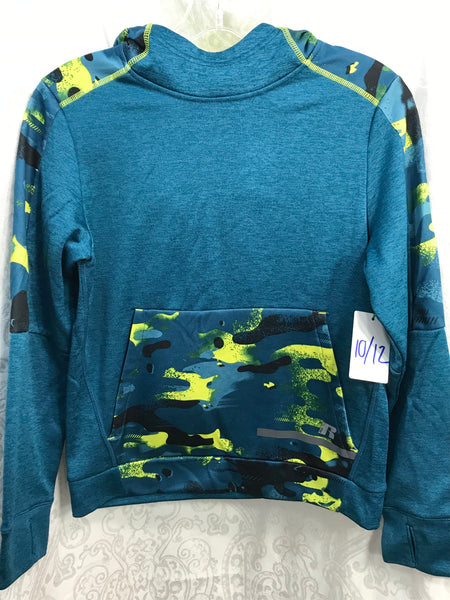 Russell Hoodie Dri-Power 360 Teal Black & Neon Yellow Girls 10/12 with Thumb Holes too!