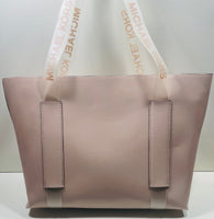 EUC Michael Kors Large Tote Blush Pink Vegan Leather Clear Logo Straps