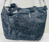 Baggallini Carryall Laptop Tote Messenger Bag Black with Gray Swirls