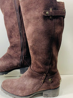 UGG AUSTRALIA 1917 Jullian Knee High Boot Dark Brown Suede Ladies 8 LT WEAR