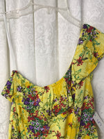 Body Central Shorts Romper One Shoulder Strap Yellow Floral Ladies S