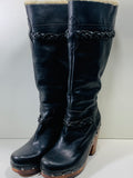 UGG Austrailia 3209 Savannah Boot Black Leather Studded Ladies 8 LT WEAR