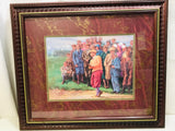 Golf Art In Maroon Frame - THIRTIES By Artist Brehm - Golfer in Yellow Hat