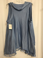 Anna Lane Blue Knit Vest With Tassels Ladies OS