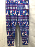 No Boundaries Christmas Leggings Blue with Llamas Juniors XL 15/17