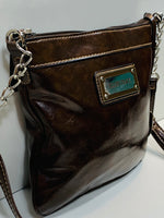 Ellen Tracy Crossbody Purse Small Faux Leather Brown LT WEAR