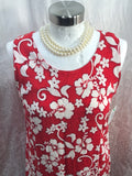 Castaways by Cromer Hawaiian Style Dress Red Floral Fringe Bottom Ladies S