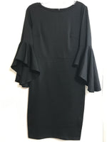 NWT! VFShow Dress Black Form Fitting 3/4 Ruffle Bell Sleeve Ladies M