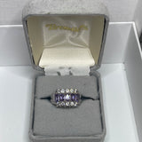 Sterling Silver RING 925 With Clear & 5 Amethyst Stones SIZE 6