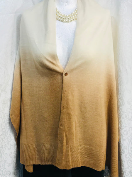 NWT! Cruise Club Multi Functional Poncho/Wrap/Sweater Hombre Ivory to Brown