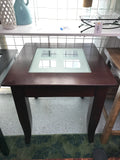 Rehab Ready Wood End Table w/ Glass Insert 24" x 24" x 24"