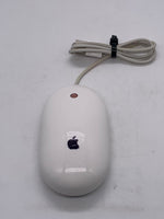 TESTED Apple Wired Mouse A1152 White SHOWS WEAR Red Trackball Black Colored Apple Logo