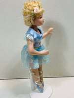 Porcelain Ballerina with Aposable Limbs/Head 8" Blue Dress