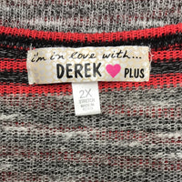 I'm in Love with Derek Sweater V Neck Multi Color Red Black Gray Stripes Juniors 2X